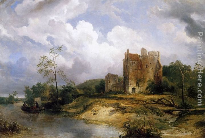 Wijnandus Johannes Josephus Nuyen River Landscape with Ruins
